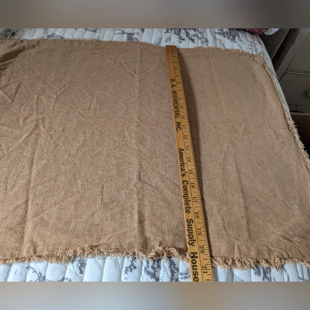CASALUNA Standard Pillow Sham set Heavyweight Linen Blend Warm Brown Fringe
